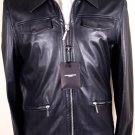 COSTUME NATIONAL COAT $2,514 BLACK 100%LEATHER KABAN LOGO ZIP JACKET 42 52e NEW