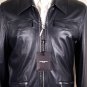 COSTUME NATIONAL COAT $2,514 BLACK 100%LEATHER KABAN LOGO ZIP JACKET 42 52e NEW