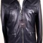 COSTUME NATIONAL COAT $2,514 BLACK 100%LEATHER KABAN LOGO ZIP JACKET 42 52e NEW