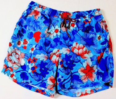 ETRO SWIM TRUNKS $345 BLUE/RED FLORAL PRINT LOGO BEACHWEAR SWIMSUIT XL 54e NEW
