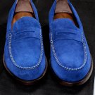 DSQUARED2 SHOES $650 BLUE SUEDE LOGO ORNAMENT HANDMADE PENNY LOAFER 8.5 41.5 NEW
