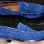 DSQUARED2 SHOES $650 BLUE SUEDE LOGO ORNAMENT HANDMADE PENNY LOAFER 8.5 41.5 NEW