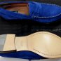 DSQUARED2 SHOES $650 BLUE SUEDE LOGO ORNAMENT HANDMADE PENNY LOAFER 8.5 41.5 NEW
