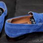 DSQUARED2 SHOES $650 BLUE SUEDE LOGO ORNAMENT HANDMADE PENNY LOAFER 8.5 41.5 NEW
