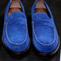 DSQUARED2 SHOES $650 BLUE SUEDE LOGO ORNAMENT HANDMADE PENNY LOAFER 8.5 41.5 NEW