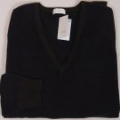 MALO SWEATER $890 NAVY/BROWN STRIPED 100%CASHMERE V-NECK JUMPER XL 54e NEW
