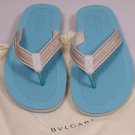 BULGARI SHOES $295 LT BLUE/BEIGE LOGO THONG BULGARI SANDALS BEACHWEAR 12 45e NEW