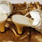 FERRAGAMO CREATIONS SHOES $1400 GOLD CALF HANDMADE KIMO2 STRAPY SANDAL 6B 36 NEW