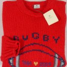 BORRELLI SWEATER $3360 RED 100%CASHMERE 12-PLY RUGBY CREWNECK MED 50e NEW