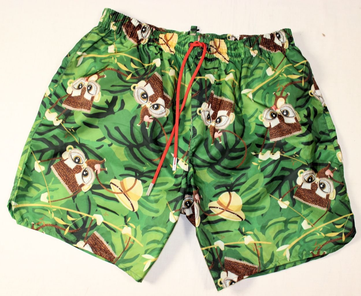 DSQUARED2 SWIM TRUNKS 495 GREEN RANDOM MONKEY BEACHWEAR SWIMSUIT S 48e NEW