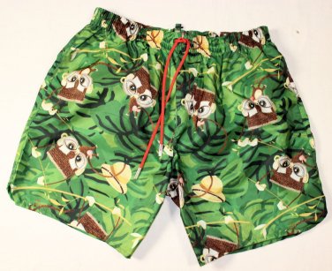 DSQUARED2 SWIM TRUNKS $495 GREEN RANDOM MONKEY BEACHWEAR SWIMSUIT S 48e NEW