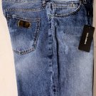 DOLCE & GABBANA JEANS $660 MED WASH LOGO ORN DISTRESS WHISKER DENIM 38/36 54 NEW