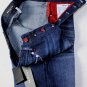 KITON JEANS $995 DARK WASH FRONT WHISKERED LOGO EMBROIDERED DENIM 33/34 50e NEW