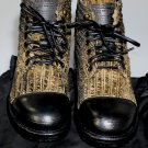 DOLCE & GABBANA SHOES $990 BLACK/TAN DISTRESSED VELVET STRIPED BOOT 7 40e NEW