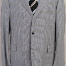 OXXFORD JACKET $2,995 BLUE CHECK WOOL/SILK/LINEN HANDMADE 3-BTN COAT 44L 54e NEW