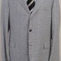 OXXFORD JACKET $2,995 BLUE CHECK WOOL/SILK/LINEN HANDMADE 3-BTN COAT 44L 54e NEW