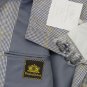 OXXFORD JACKET $2,995 BLUE CHECK WOOL/SILK/LINEN HANDMADE 3-BTN COAT 44L 54e NEW