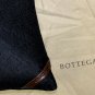 BOTTEGA VENETA PILLOW SET $980 BLACK LINEN BROWN LEATHER INTRECCIATO STITCH NEW