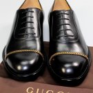 GUCCI SHOES $945 BLACK GOLD CHAIN LINK ACCENTED CAPTOE OXFORDS 11 44e NEW