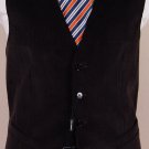 DOLCE & GABBANA VEST $560 BROWN CORDUROY LOGO BRACED WAISTCOAT  GILET 38 48e NEW
