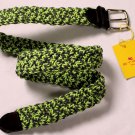 ETRO BELT $320 NEON GREEN/GRAY SPEC WOVEN LOGO EMBOSSED BUCKLE BELT 44 110cm NEW