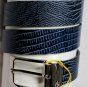 ETRO BELT $350 BURGUNDY CROCODILE EMBOSS / REV DK BLUE LOGO BUCKLE 40 100cm NEW
