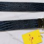 ETRO BELT $350 BURGUNDY CROCODILE EMBOSS / REV DK BLUE LOGO BUCKLE 40 100cm NEW