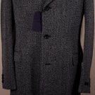 PRADA COAT $2795 BLACK/GRAY 100%WOOL TWEED 3-BTN NOTCH LAPEL TOPCOAT 42R 52e NEW