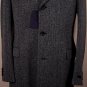 PRADA COAT $2795 BLACK/GRAY 100%WOOL TWEED 3-BTN NOTCH LAPEL TOPCOAT 42R 52e NEW