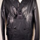 COSTUME NATIONAL JACKET $3495 BLACK 100%LEATHER WOOL LINED PEA COAT 40 50e NEW