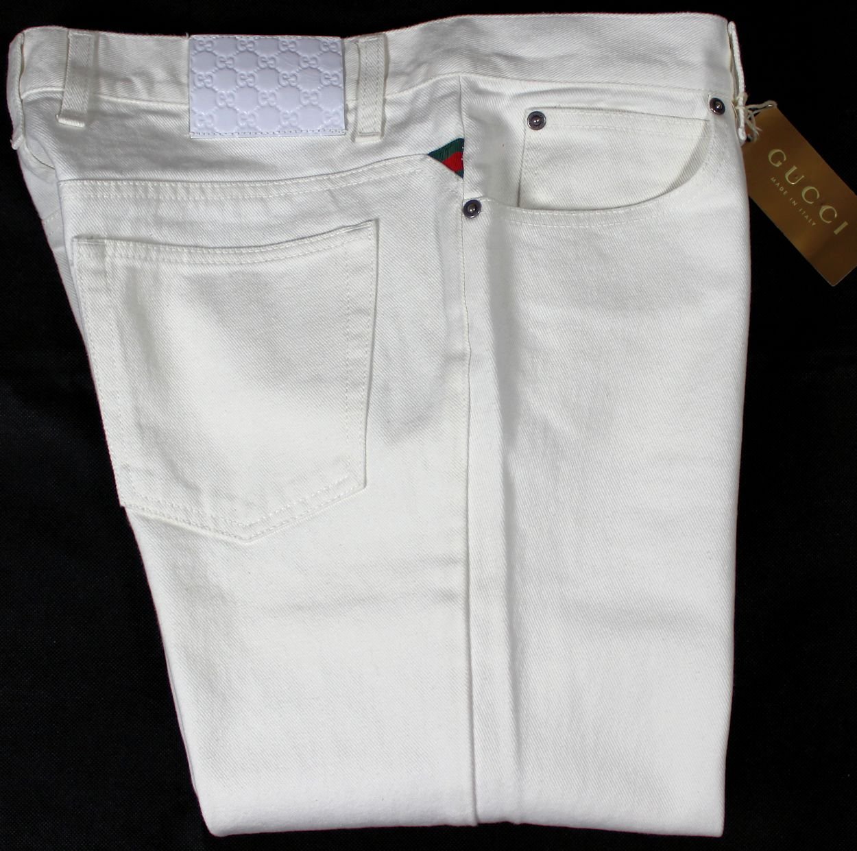 gucci jeans side stripe