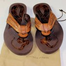 BOTTEGA VENETA SHOES $680 BROWN PYTHON SKIN INTRECIATTO THONG SANDAL 12 45e NEW