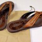BOTTEGA VENETA SHOES $680 BROWN PYTHON SKIN INTRECIATTO THONG SANDAL 12 45e NEW