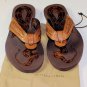 BOTTEGA VENETA SHOES $680 BROWN PYTHON SKIN INTRECIATTO THONG SANDAL 12 45e NEW