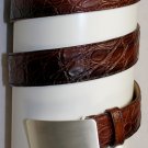BRUNELLO CUCINELLI BELT $2150 BROWN CROCODILE SKIN 800SILVER BUCKLE 34 90cm NEW