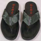 MIU MIU SHOES $385 GREEN DRILL HAWAII THONG LEATHER/COTTON SANDAL 9 42e NEW