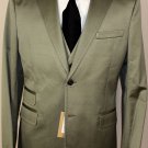 DSQUARED2 SUIT $2150 KHAKI GREEN 100%COTTON 2BTN VESTED 3 PIECE SUIT 38R 50e NEW