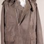 GUCCI COAT $5450 TAUPE 100%LEATHER/WOOL LOGO LINED/HOOD DUSTER JACKET 44 54e NEW