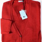 MALO SWEATER $795 ENGINE RED 100%CASHMERE V-NECK 7-BTN CARDIGAN 12 48e NEW