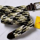 ETRO BELT $320 BROWN/KHAKI/BEIGE WOVEN LOGO EMBOSSED BUCKLE BELT 44 110cm NEW