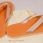 BULGARI SHOES $295 ORANGE/BEIGE LOGO THONG BULGARI SANDALS BEACHWEAR 10 43e NEW