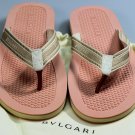 BULGARI SHOES $295 LT PINK/BEIGE LOGO THONG BULGARI SANDALS BEACHWEAR 12 45e NEW