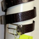 ETRO BELT $350 BURGUNDY CROCODILE EMBOSS / REV DK BLUE LOGO BUCKLE 36 90cm NEW