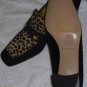 SAKS FIFTH AVENUE Suede Leather Black/Leopard Print Pumps 8 B Vero Cuoio Italy