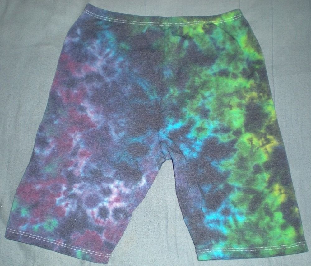 Large Tie Dyed Cotton/Polyester/Lycra Knit Exercise/Bike Shorts Active Elements
