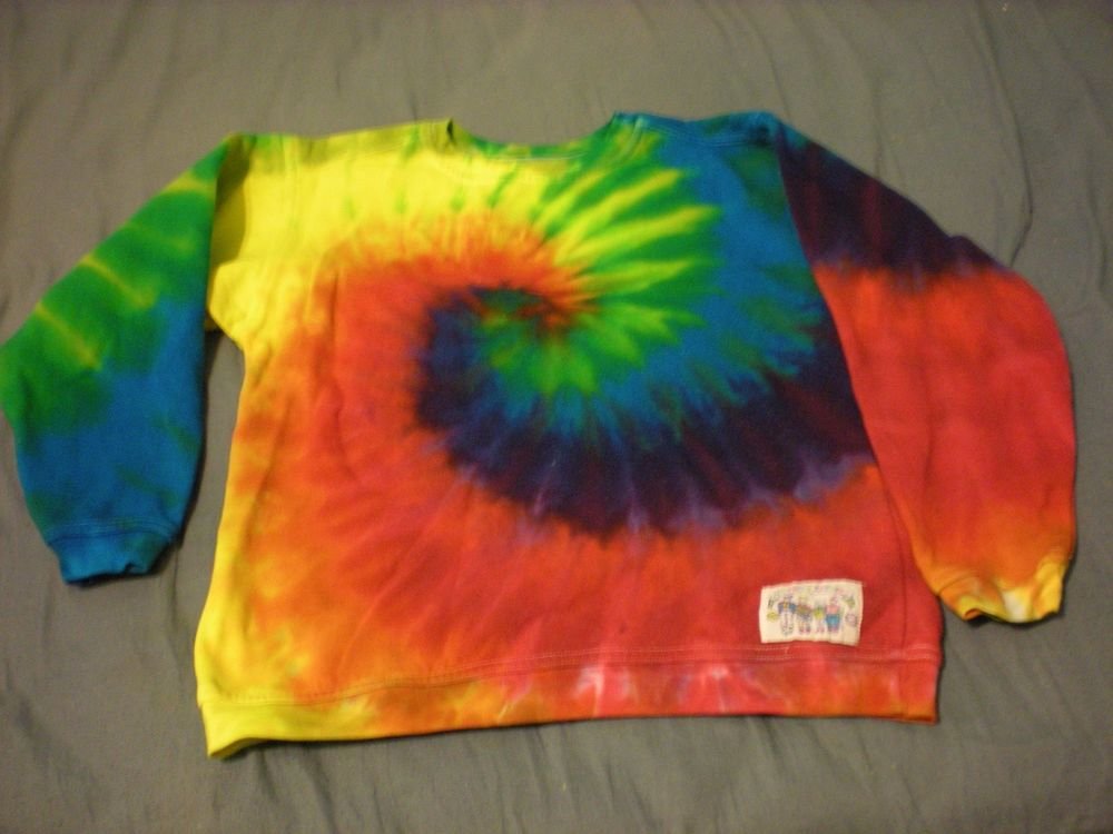Rainbow Tie Dyed Cotton/Polyester Sweatshirt Unisex Size L (14-16)