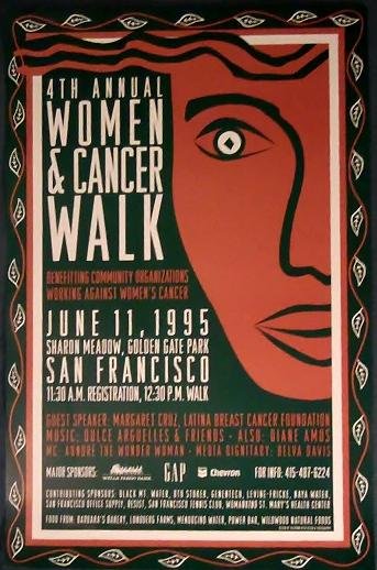 4th ANNUAL WOMEN & CANCER WALK poster June 11 '95 Golden Gate Park San Francisco