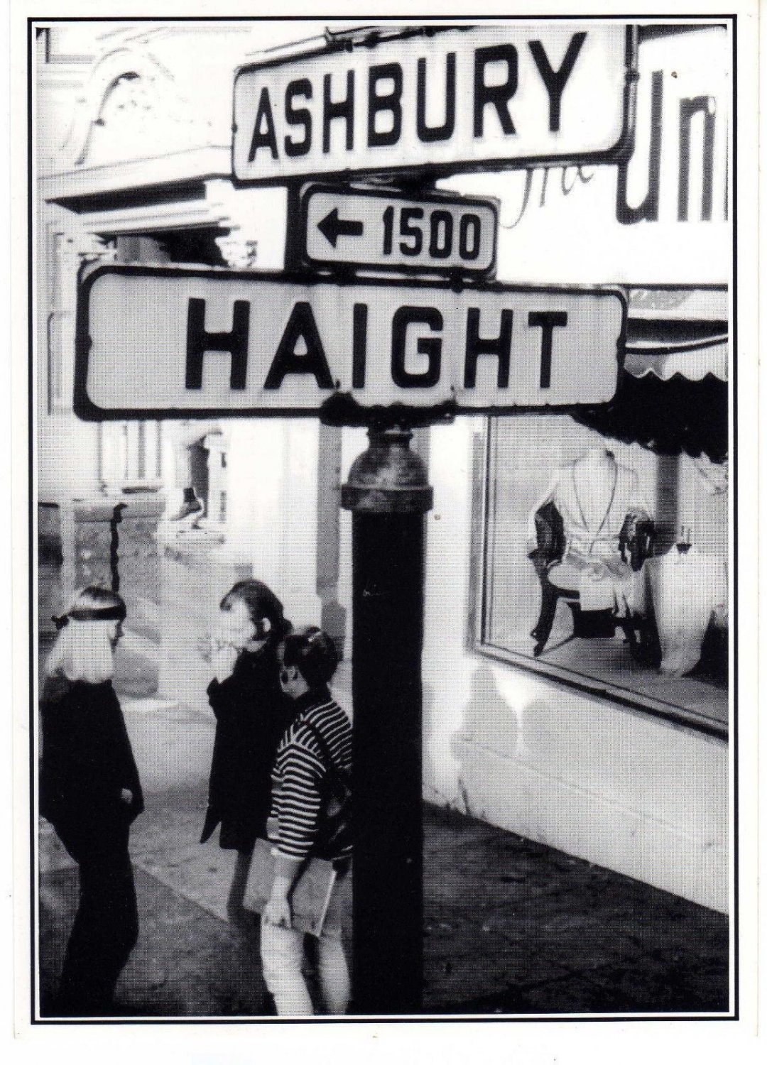 Haight Ashbury Street Sign with Hippies postcard copyright 1988 Gene ...