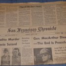 Vintage SAN FRANCISCO CHRONICLE April 6,1964 Monday Death of General MacArthur