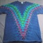 New Tie Dye Small AAA Alstyle Tshirt Pleated Blue Yoke or V Pattern t shirt